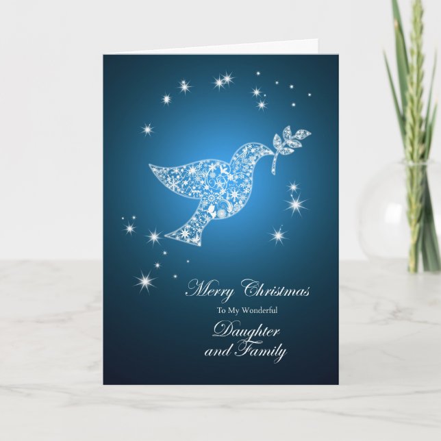 Daughter and family, Dove of peace Christmas card (Front)