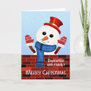 Daughter and her Family Christmas Snowman Holiday Card