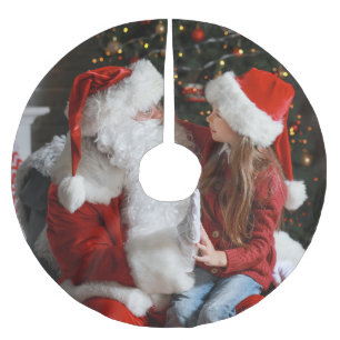 Daughter And Santa Photo Christmas Brushed Polyester Tree Skirt