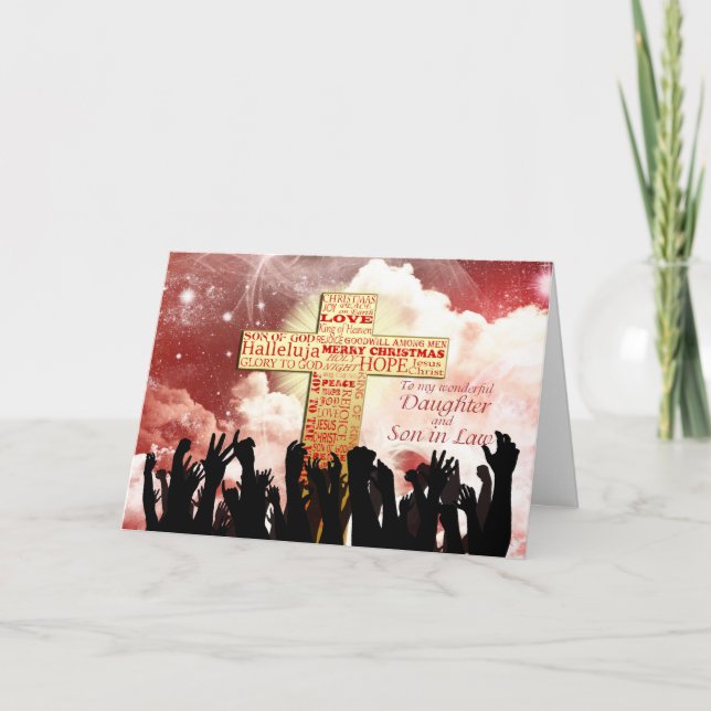 Daughter and sin-in-l, a Christian cross Christmas Holiday Card (Front)