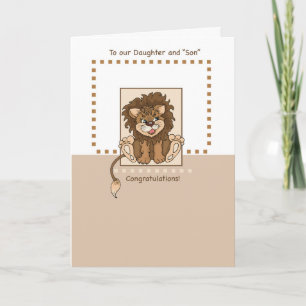 Daughter and "Son" Congratulations Baby Lion Card