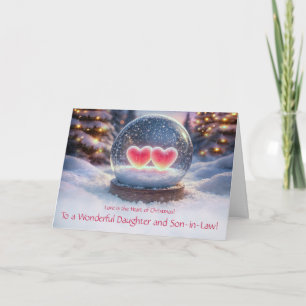 Daughter and Son in Law Christmas Hearts in Snow Card