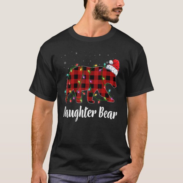 Daughter Bear Buffalo Red Plaid Matching Family Ch T-Shirt (Front)