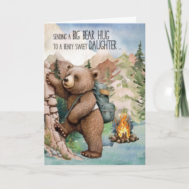 Daughter Big Bear Hug Away at Summer Camp Card (Front)