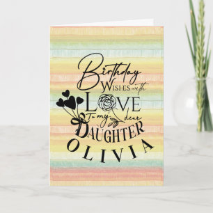 Daughter  Birthday Calligraphy Custom Name  Modern Card