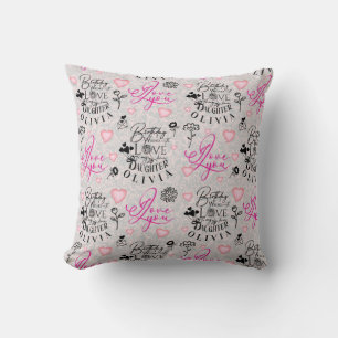Daughter  Birthday Calligraphy Custom Name  Modern Cushion