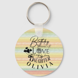Daughter Birthday Calligraphy Custom Name Modern Key Ring