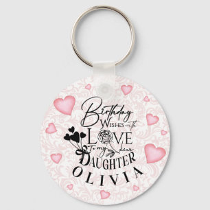 Daughter Birthday Calligraphy Custom Name Modern Key Ring