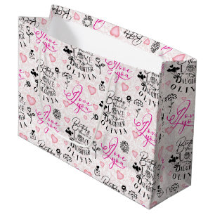 Daughter  Birthday Calligraphy Custom Name  Modern Large Gift Bag