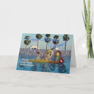 Daughter Birthday card, Moonies Cutie Pie pool col Card