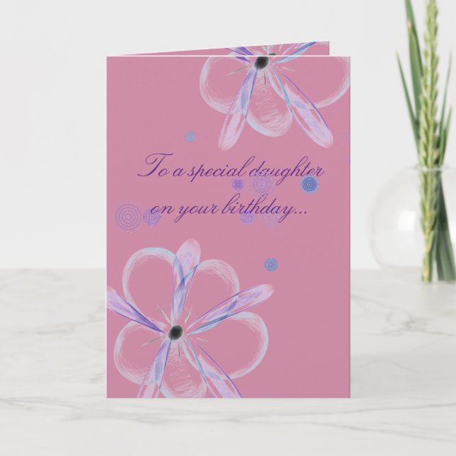 Daughter Birthday Card With Flower Art (Front)