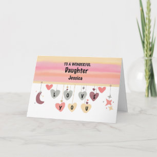 Daughter Birthday Hearts Moon Stars Card