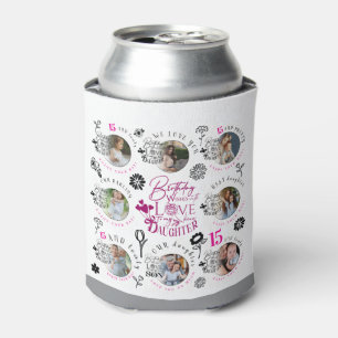 Daughter Birthday Photo Collage Typography Can Cooler