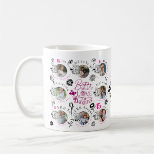 Daughter Birthday Photo Collage Typography Coffee Mug