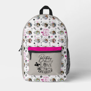 Daughter Birthday Photo Collage Typography  Printed Backpack