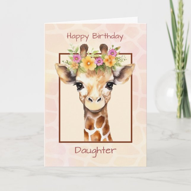 Daughter Birthday Sweet Safari Jungle Giraffe Card (Front)