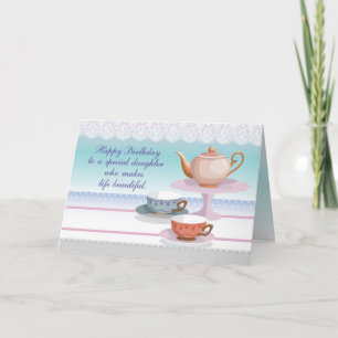 Daughter Birthday Teapot, Teacups Card