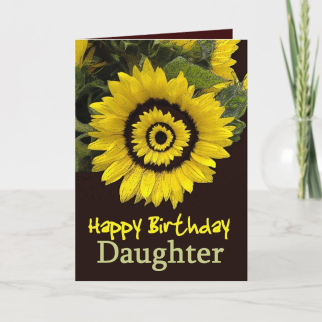 DAUGHTER Birthday with Cheerful Sunflower Card (Front)