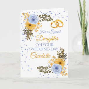 Daughter Bride Wedding Day Floral Congratulations Card