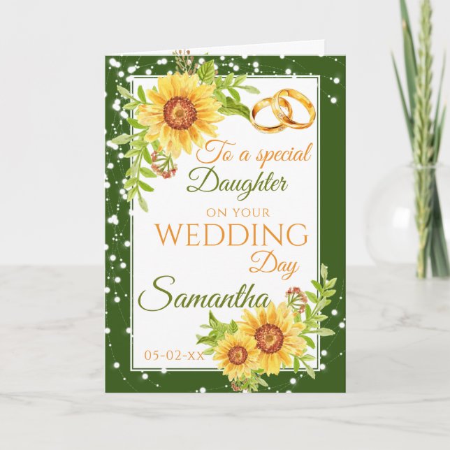 Daughter Bride Wedding Day Sunflower Card (Front)