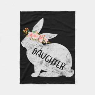 Daughter Bunny Matching Family Floral Bunny Rabbit Fleece Blanket