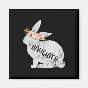 Daughter Bunny Matching Family Floral Bunny Rabbit Magnet