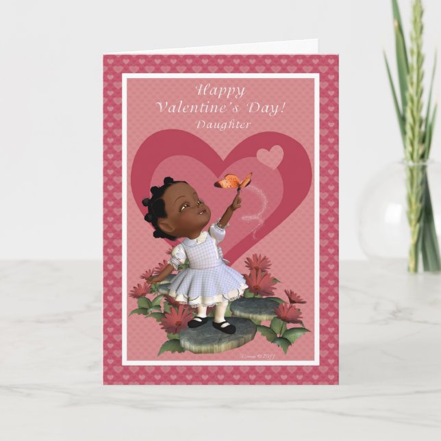 Daughter Butterfly Girl Valentine's Day Card (Front)