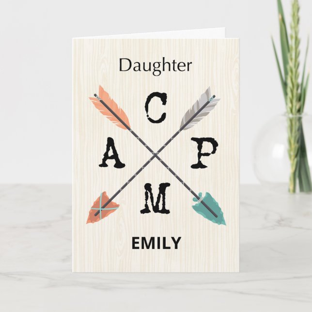 Daughter Camp Personalise Name Arrows Card (Front)