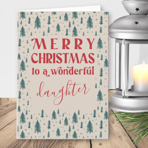 Daughter Christmas Trees Merry Christmas Natural Holiday Card