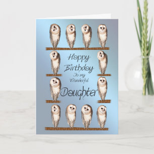 Daughter, Curious owls birthday card. Card