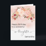 Daughter Custom Floral Peach Watercolor Birthday Card<br><div class="desc">This design may be personalised in the area provided by changing the photo and/or text. Or it can be customised by clicking Personalise this Template and then choosing the click to customise further option and delete or change the colour of the background, add text, change the text colour or style,...</div>