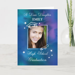 Daughter Custom Photo Name High School Graduation Card