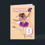 Daughter dark hair ballerina birthday peach purple card<br><div class="desc">Cute modern graphic dark hair girl dancing ballerina ninth or your own birthday age greeting card. Personalise this item to suit your requirements. Other matching girls birthday custom age items are also available. Uniquely designed and illustrated by Sarah Trett for www.mylittleeden.com</div>