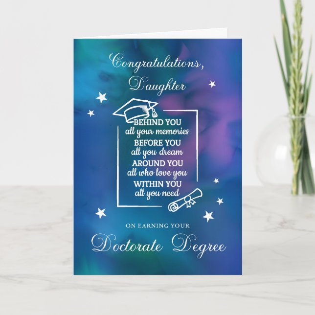 Daughter Doctorate PHD Graduate Congratulations Card (Front)