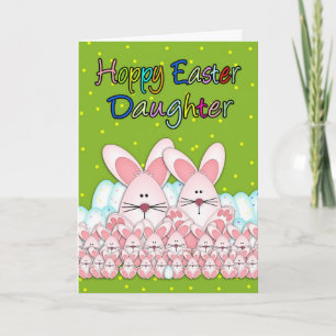 Daughter Easter Card With Easter Bunnies And Eggs,