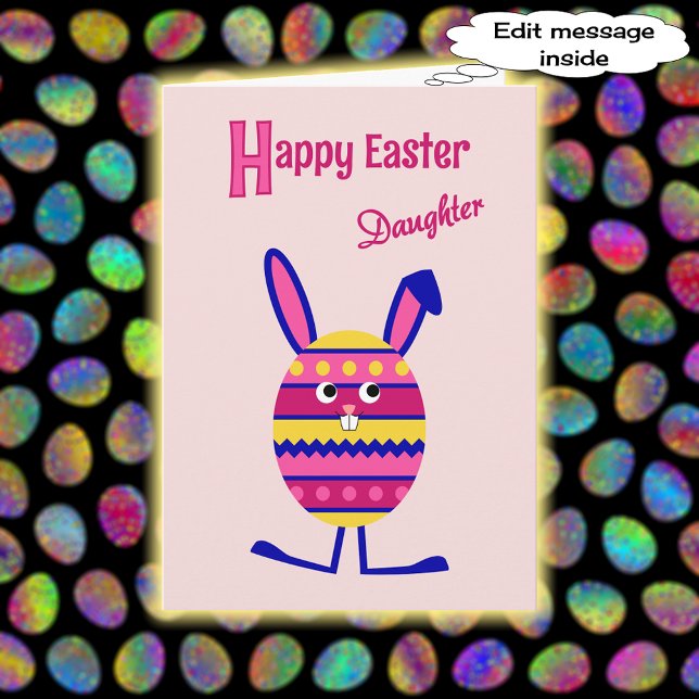 Daughter Easter egg bunny pink Holiday Card (Creator Uploaded)