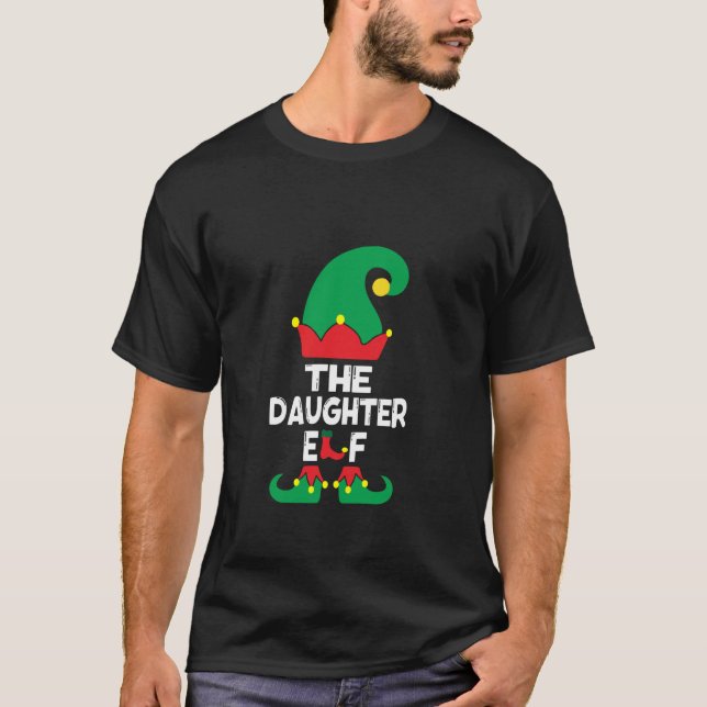 Daughter Elf Matching Family Group Christmas Party T-Shirt (Front)
