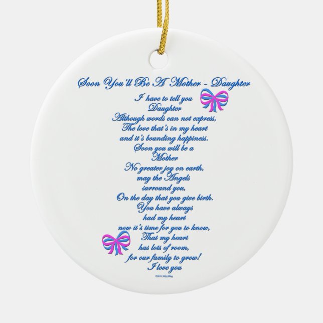 Daughter Expecting 1st Baby Ceramic Tree Decoration (Front)