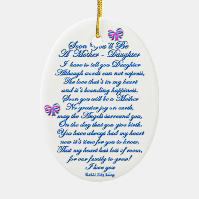 Daughter Expecting 1st Baby Ceramic Tree Decoration (Front)