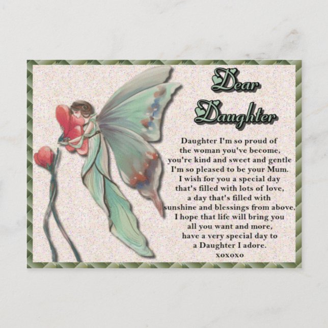 Daughter Fairy Birthday Postcard (Front)
