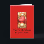 Daughter & Family Merry Christmas card<br><div class="desc">'Tis the season to party and celebrate: Merry Christmas! Surprise your nearest and dearest, your friends, co-workers, neighbours or even your boss with a special card. Many different designs available: from a modern collage photography card, mixing ornaments and winter landscapes, a classic vintage christmas theme or a more modern holiday...</div>