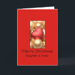 Daughter & Family Merry Christmas card<br><div class="desc">'Tis the season to party and celebrate: Merry Christmas! Surprise your nearest and dearest, your friends, co-workers, neighbours or even your boss with a special card. Many different designs available: from a modern collage photography card, mixing ornaments and winter landscapes, a classic vintage christmas theme or a more modern holiday...</div>