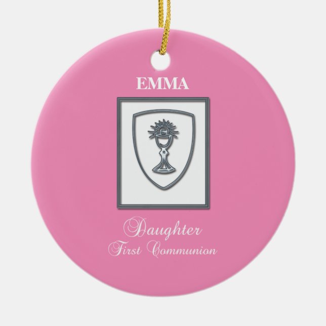 Daughter, First Communion Silver Chalice Ceramic Tree Decoration (Front)