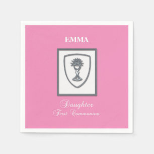 Daughter, First Communion Silver Chalice Napkin