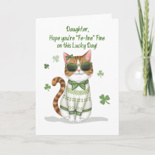 Daughter Funny Girl Cat Sunglasses St Patricks Day Card