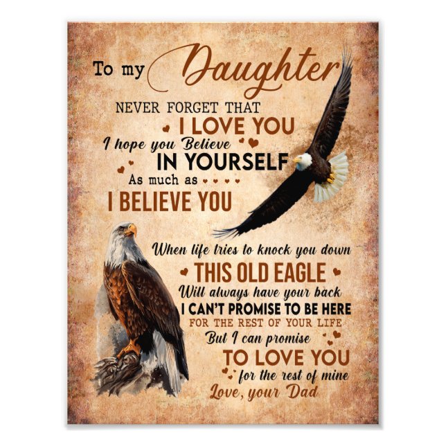 Daughter Gift | Letter To My Daughter From Dad Photo Print (Front)