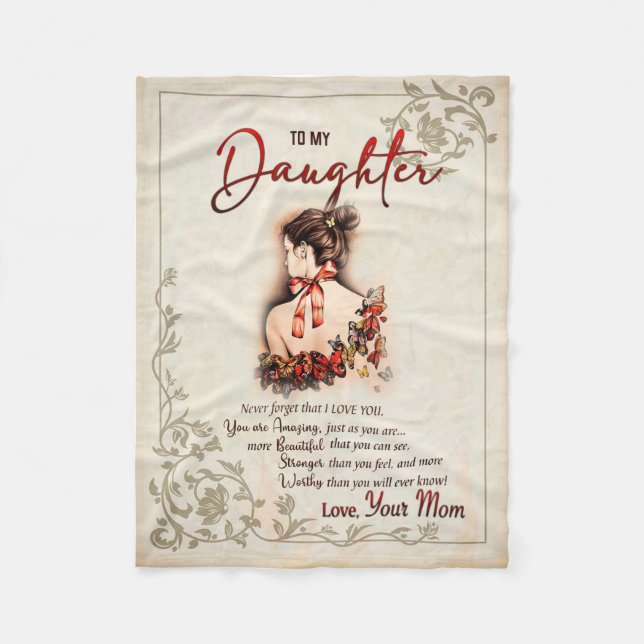 Daughter Gift | Letter To My Daughter From Mum Fleece Blanket (Front)