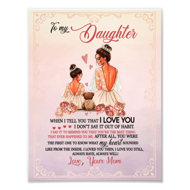 Daughter Gift | Letter To My Daughter From Mum Photo Print (Front)