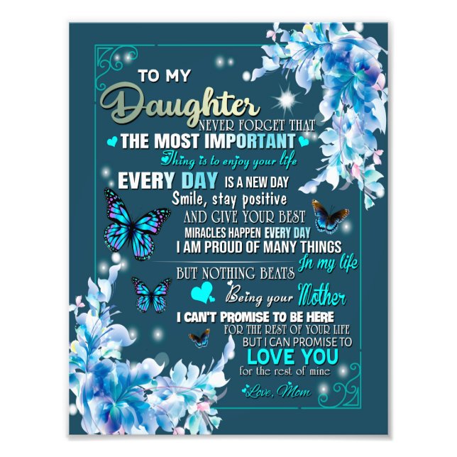 Daughter Gift | Letter To My Daughter From Mum Photo Print (Front)