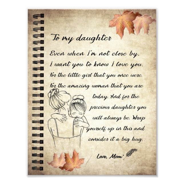 Daughter Gift | Letter To My Daughter From Mum Photo Print (Front)